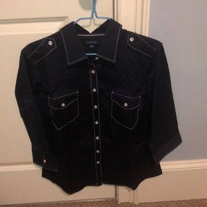 Lands End Women’s Navy Blue Button Down